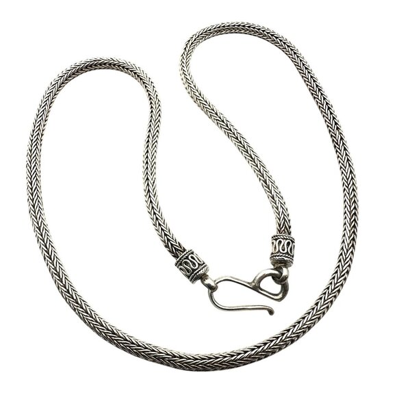 Suarti BA Indonesian Sterling Silver Heavy Chain Necklace 18 Inch 26 Grams - Picture 2 of 4